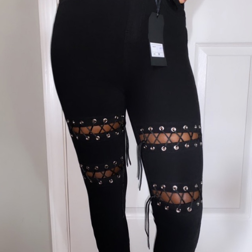 Lace up jeans